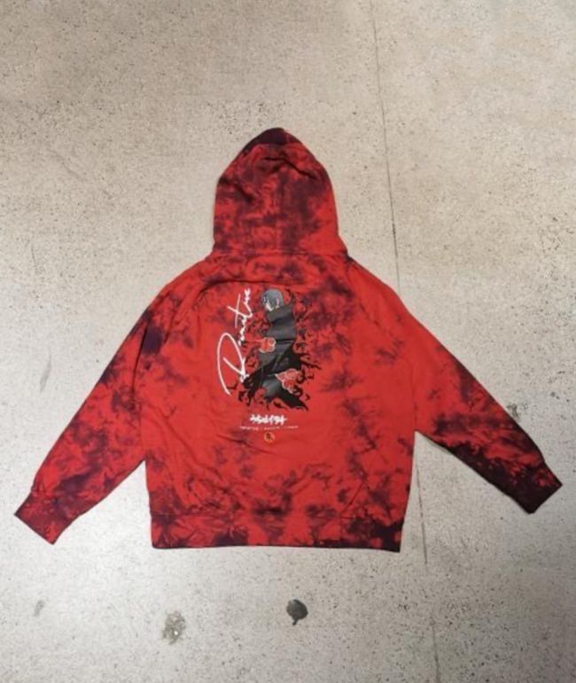 Primitive x Naruto Crows Red & Black Tie Dye Hoodie