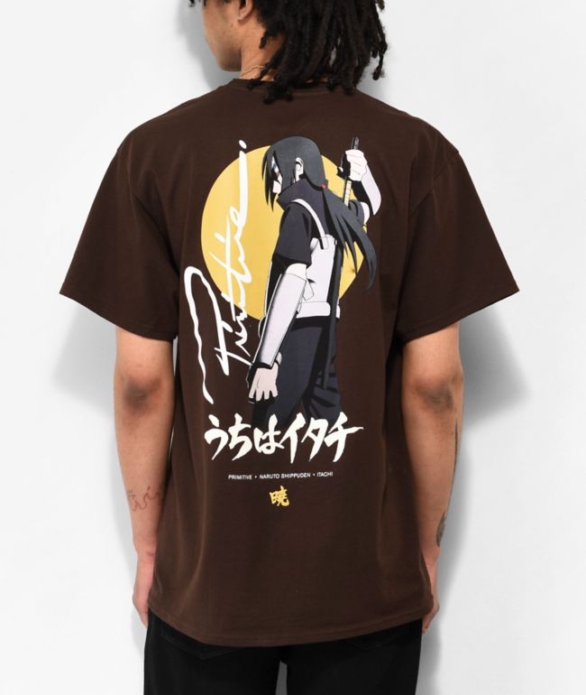 Primitive Naruto Shippuden Itachi Warning Brown T-Shirt