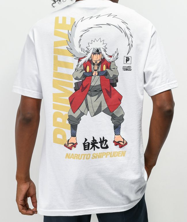 Primitive x Naruto Shippuden Jiraiya camiseta blanca