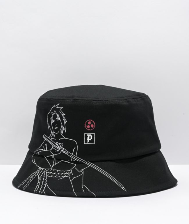 Primitive x Naruto Shippuden Sasuke Strike Black Bucket Hat