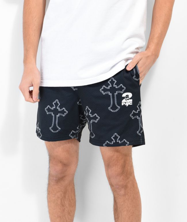 Primitive x Tupac Shorts de malla negros