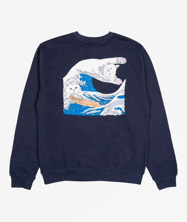 RIPNDIP Great Wave Navy Blue Crew Neck Sweatshirt