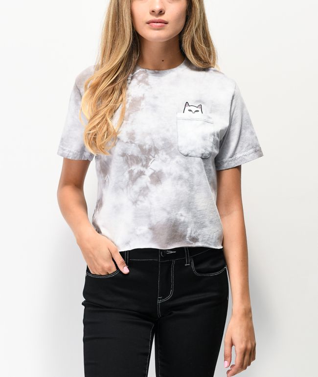 RIPNDIP Lord Nermal Grey Washed Crop Pocket T-Shirt