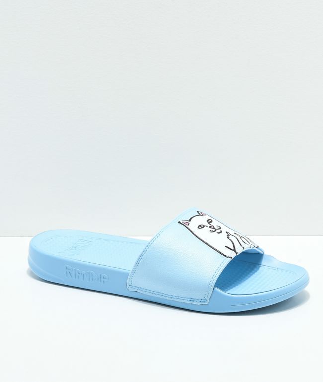 light blue slide sandals