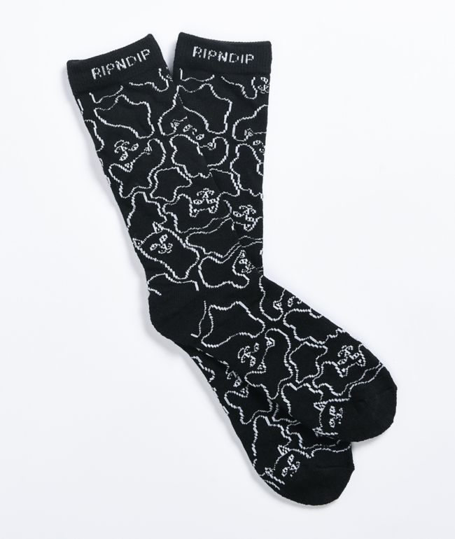 RIPNDIP Nerm Line Camo Black Crew Socks