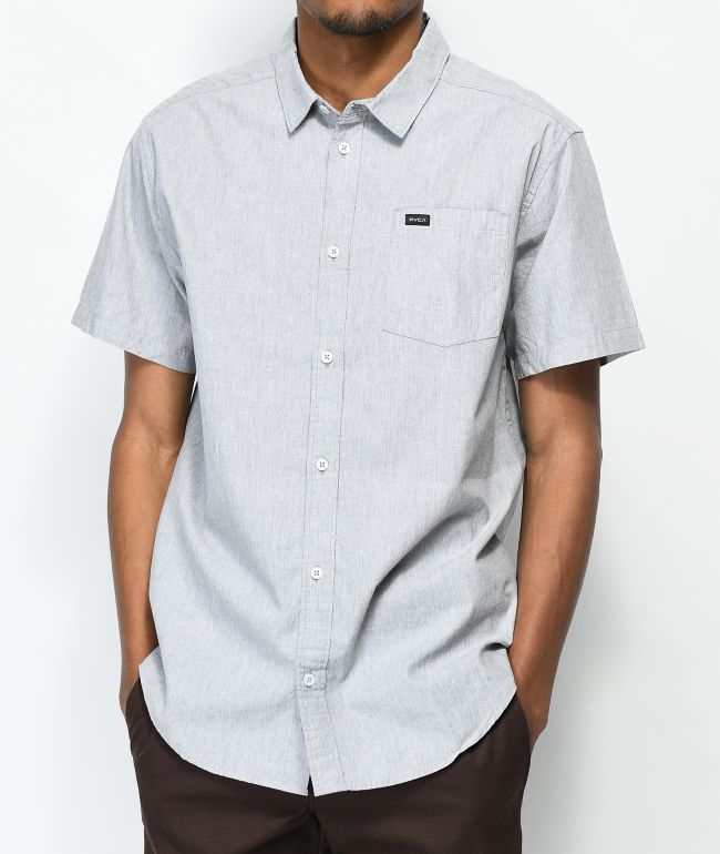 Gray button up shirt short sleeve Clearance