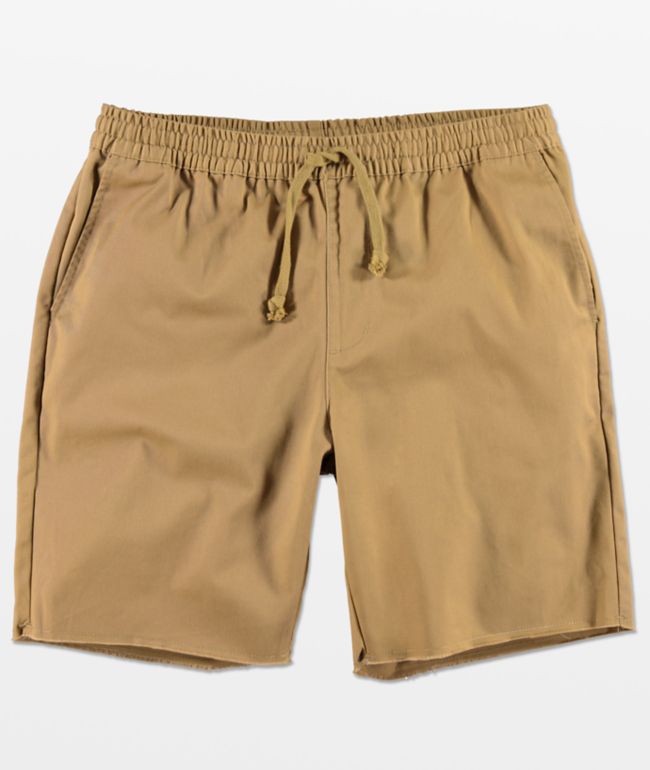 Elastic khaki shorts clearance