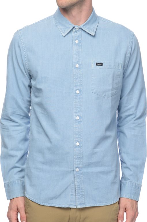 light blue denim long sleeve shirt