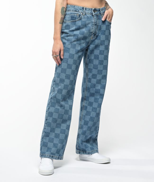Ragged Jeans Light Blue Checkerboard Jeans