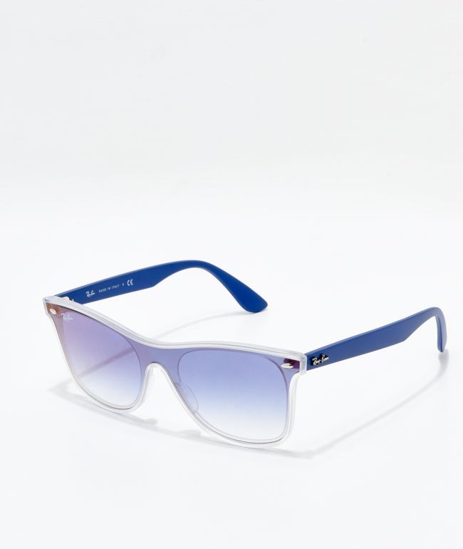 Ray-Ban Blaze Wayfarer Transparent Blue & Blue Gradient Mirror Polarized  Sunglasses