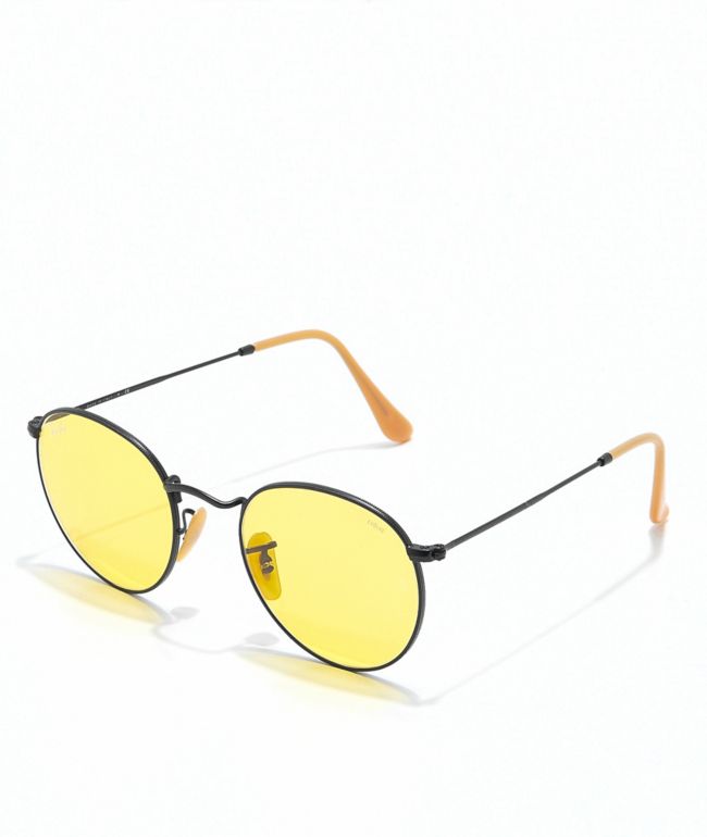 ray ban round yellow sunglasses