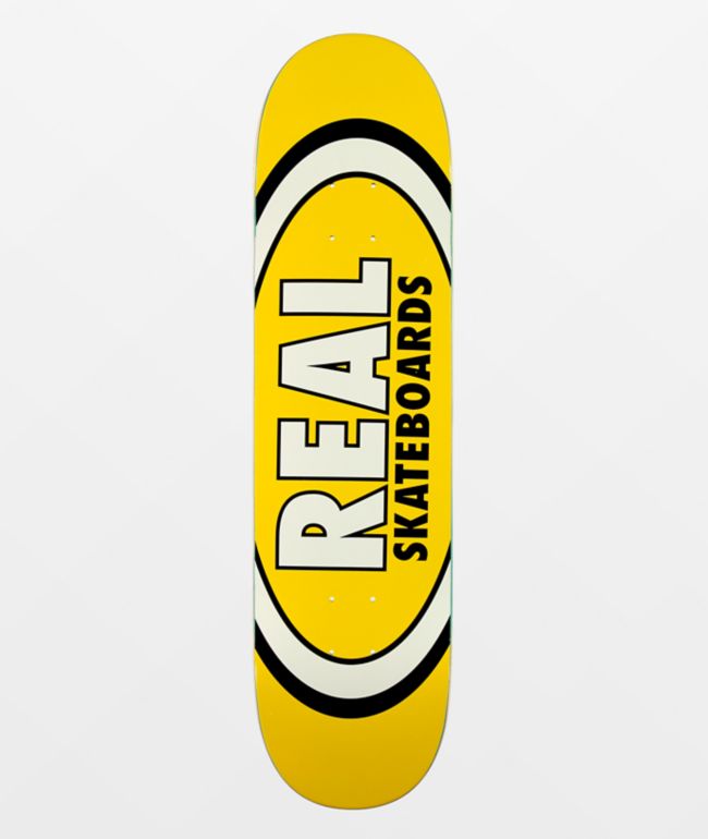 Real Skateboard Deck Classic Oval White 8.38" x 32.25" with Grip