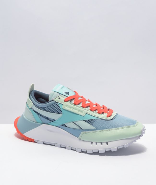 Reebok Classic Leather Nylon Chalk, Scarlet & Blue Shoes Zumiez