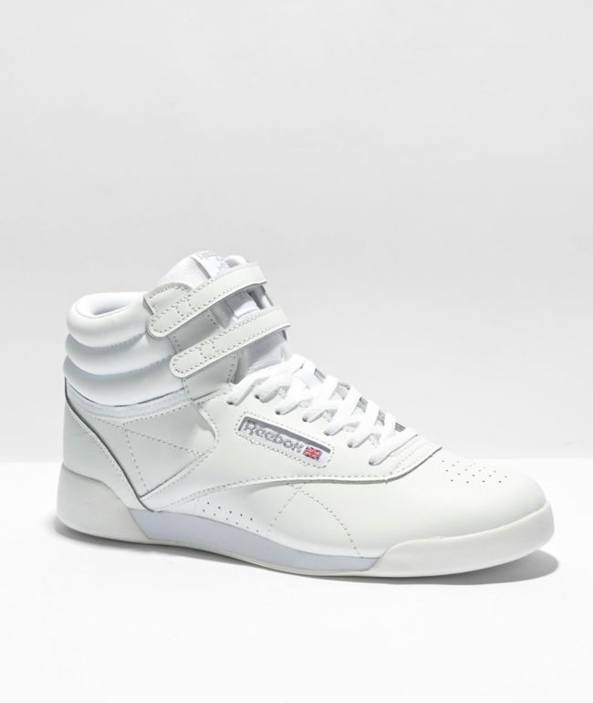 Integreren toewijding ik heb het gevonden Reebok Freestyle Hi White & Silver Shoes