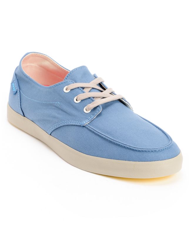 blue canvas boat shoes
