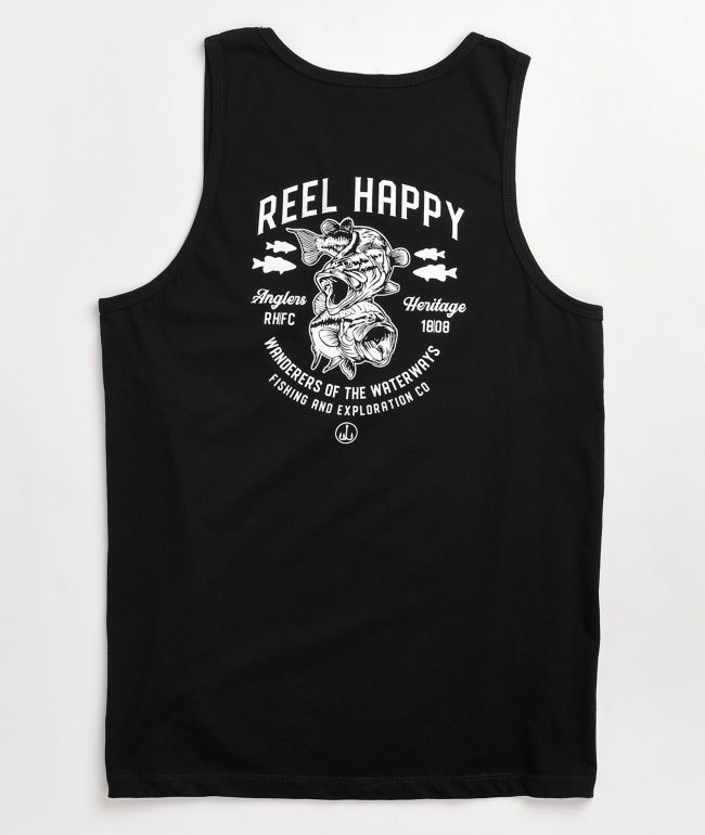 Reel Happy Co. Bass School Black Tank Top