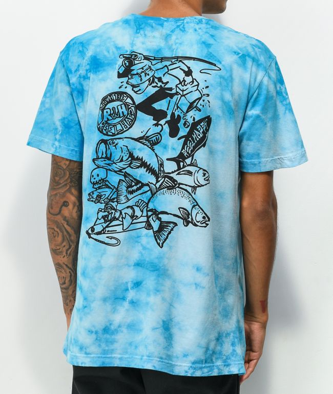 Reel Happy Co. Slap Trap Blue Tie Dye T-Shirt