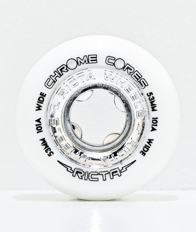 Ricta Chrome Core 53mm 101a White & Silver Skateboard Wheels