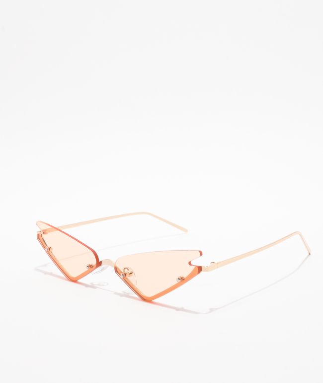 Rimless Micro Cat Eye Orange Sunglasses
