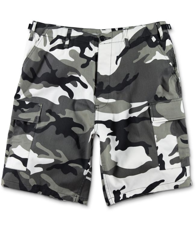 snow camo cargo shorts