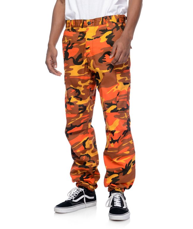 orange camo cargo pants