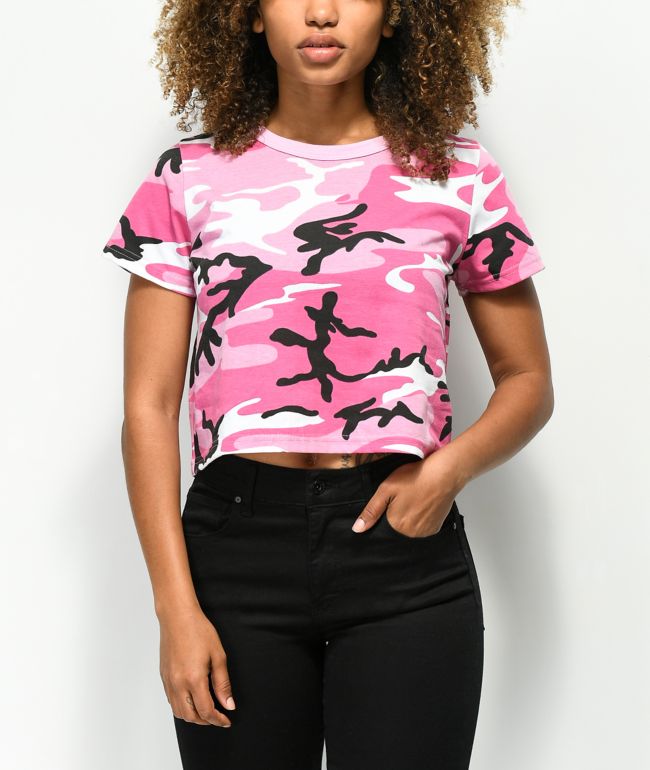 pink camo crop top
