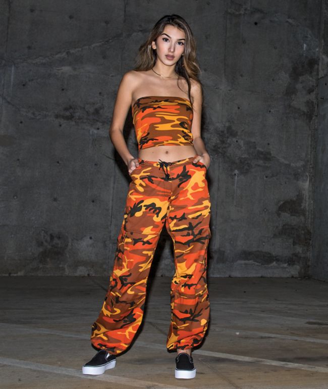 blue and orange camo pants