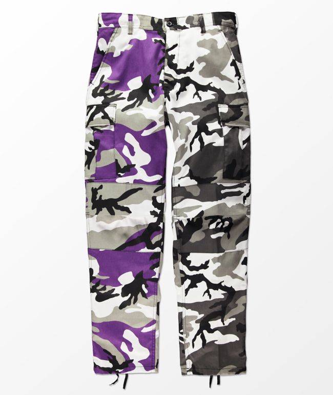 purple and grey camo pants