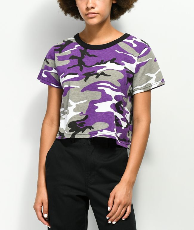 purple camo crop top
