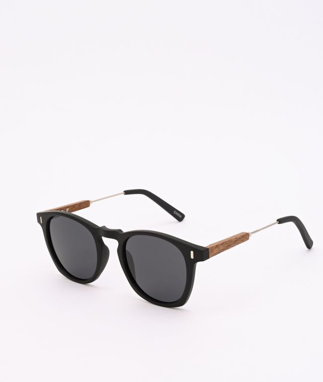 Rounds Black Brown Wood Frame Sunglasses Zumiez