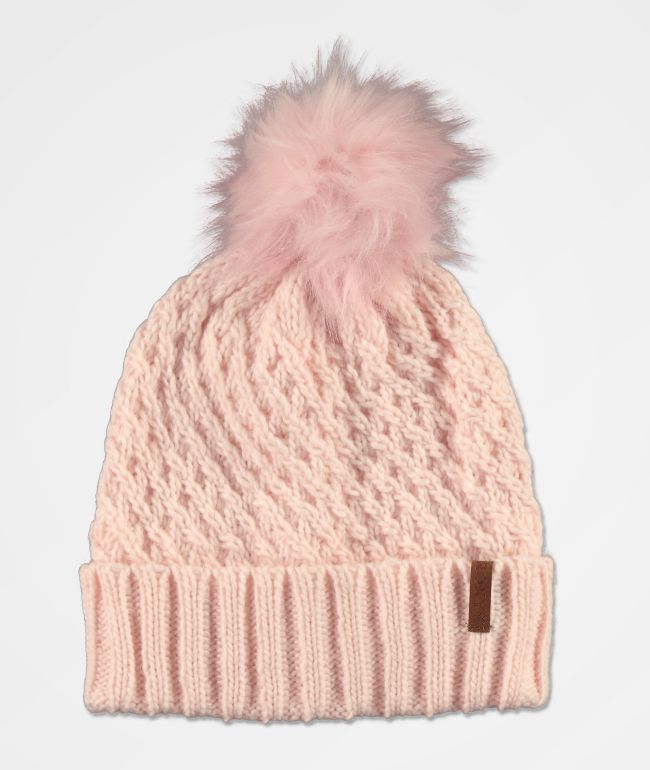 Pink beanies with pom