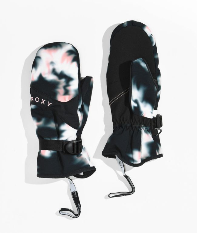 Roxy Jetty Black & White Tie Dye Snowboard Gloves