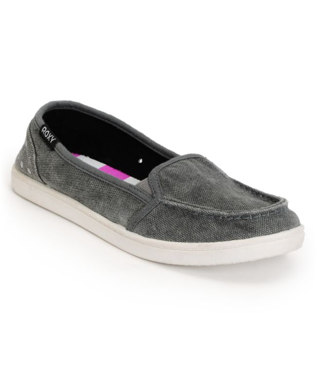 Roxy Lido II Grey Studded Slip On Shoes 