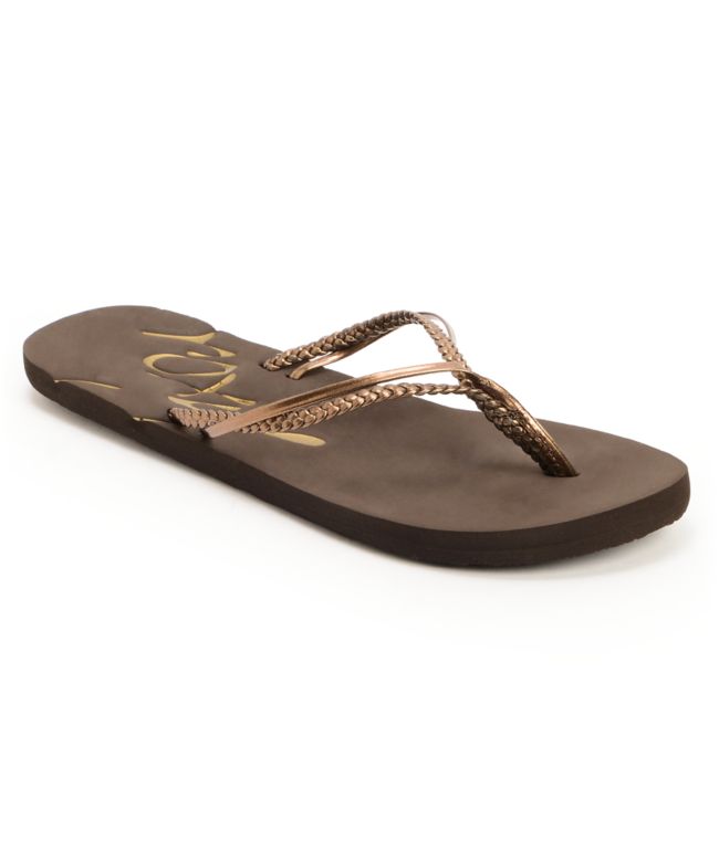 bronze flip flops