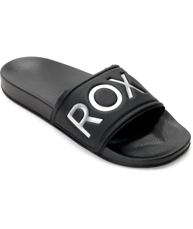 Roxy Slippy Black Slide Sandals | Zumiez