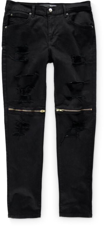 black jeans with zippers on knees