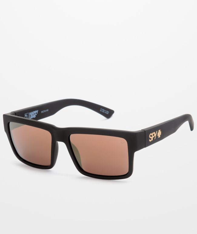 SPY Montana Soft Matte Black & Gold Happy Lens Sunglasses