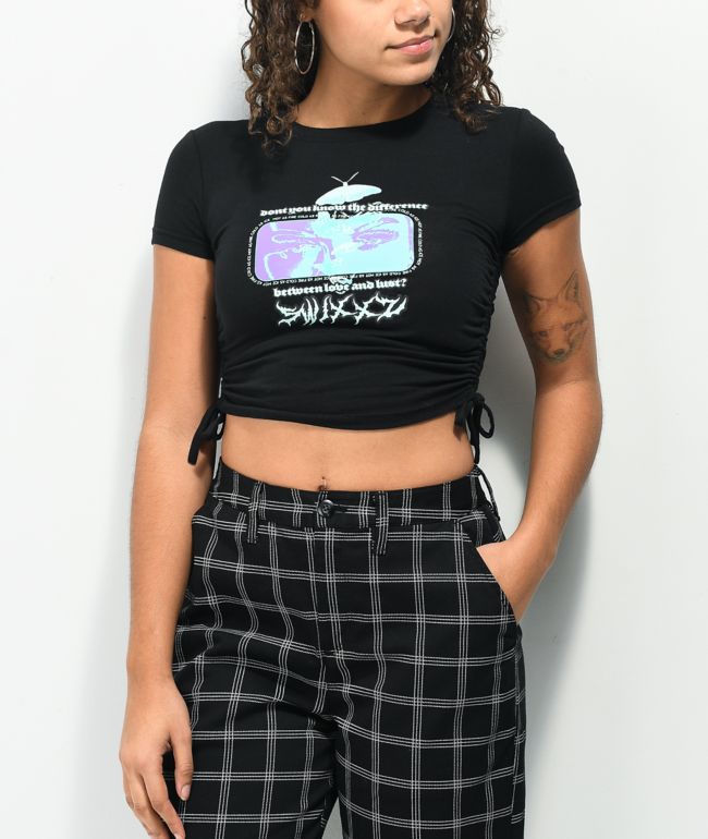 SWIXXZ Love or Lust Black Crop T-Shirt