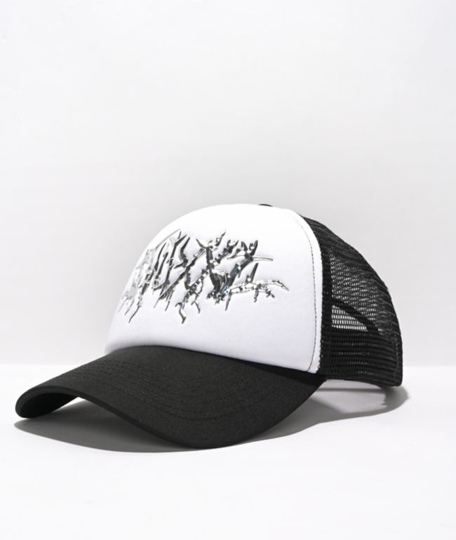 SWIXXZ Metal Logo Black & White Trucker Hat