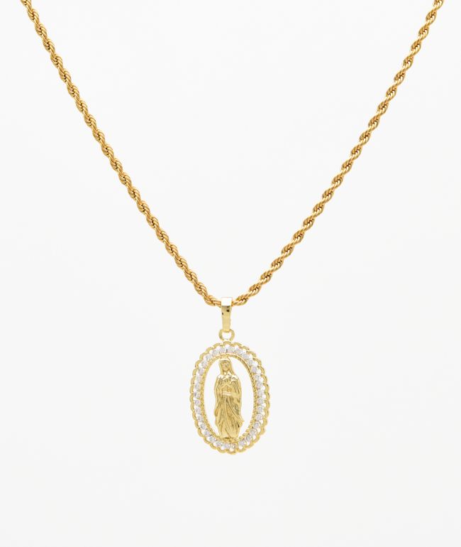 14k Gold Our Lady Of Guadalupe Pendant Necklace 2024 | favors.com