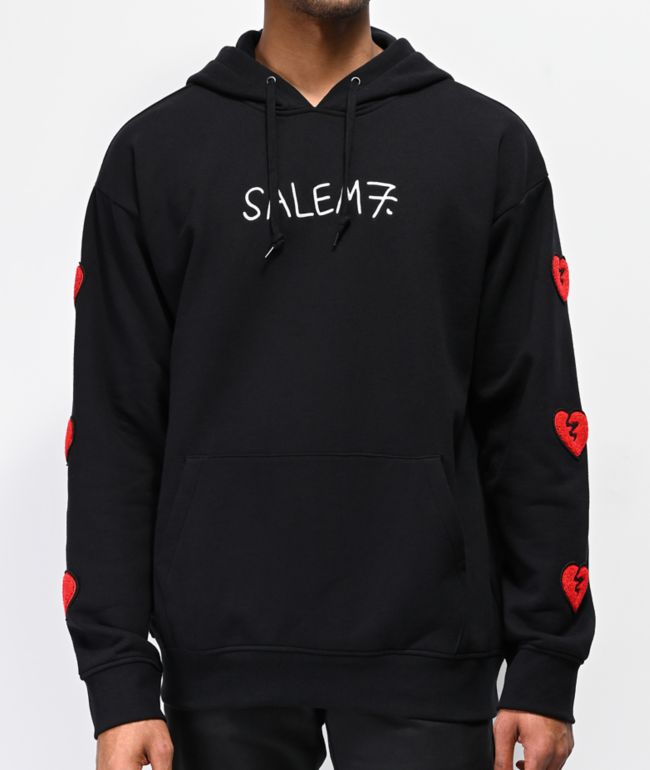 Black hoodie with broken heart Clearance