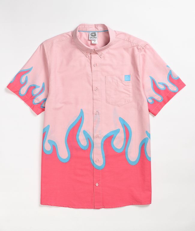 Salem7 Flame Pink Short Sleeve Button Up Shirt Zumiez