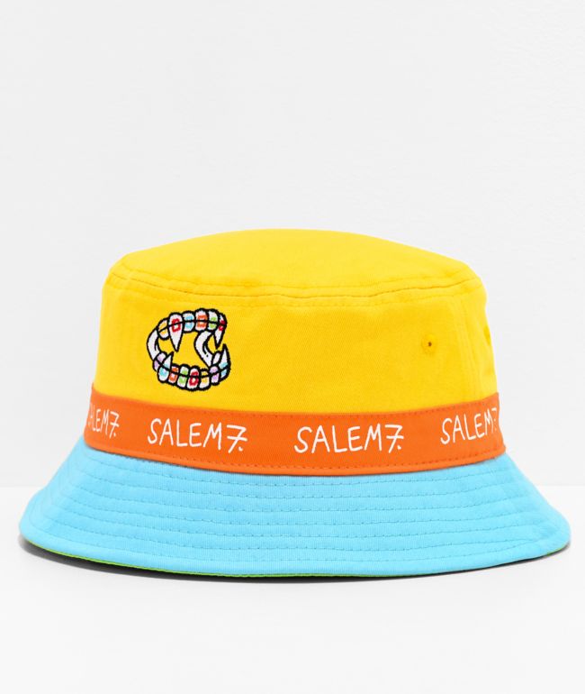 Salem7 Teeth Blue & Yellow Colorblock Bucket Hat
