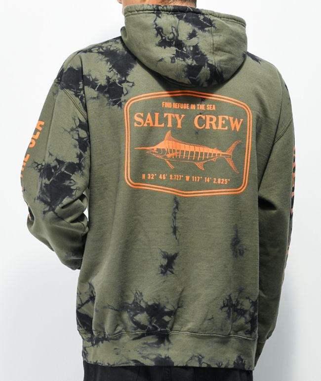 Salty Crew Stealth Green & Black Tie Dye Hoodie
