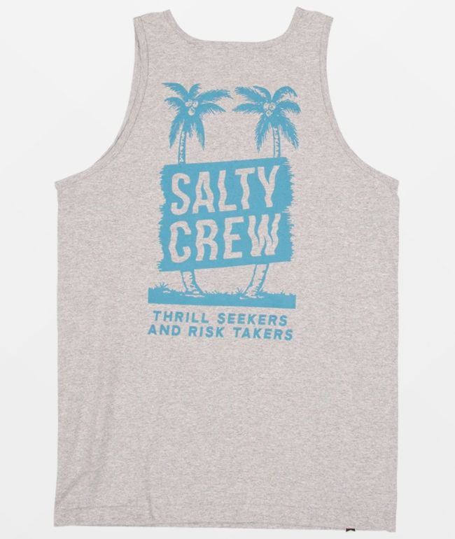 Salty Crew Wavy Palms Grey Tank Top