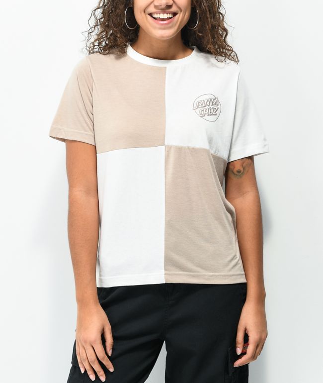 Santa Cruz Amoeba Opus White & Brown Block T-Shirt