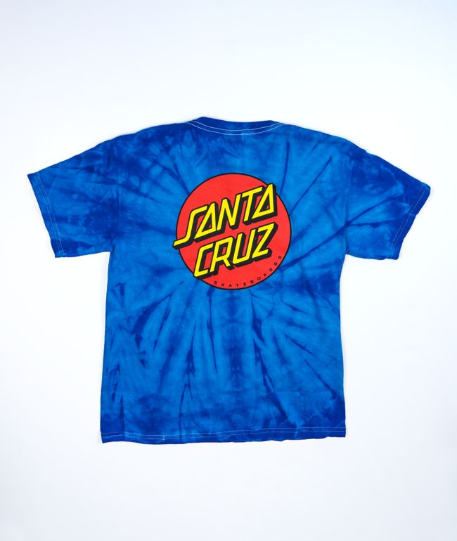 Santa Cruz Boys Classic Dot Blue Washed Tie Dye T-Shirt