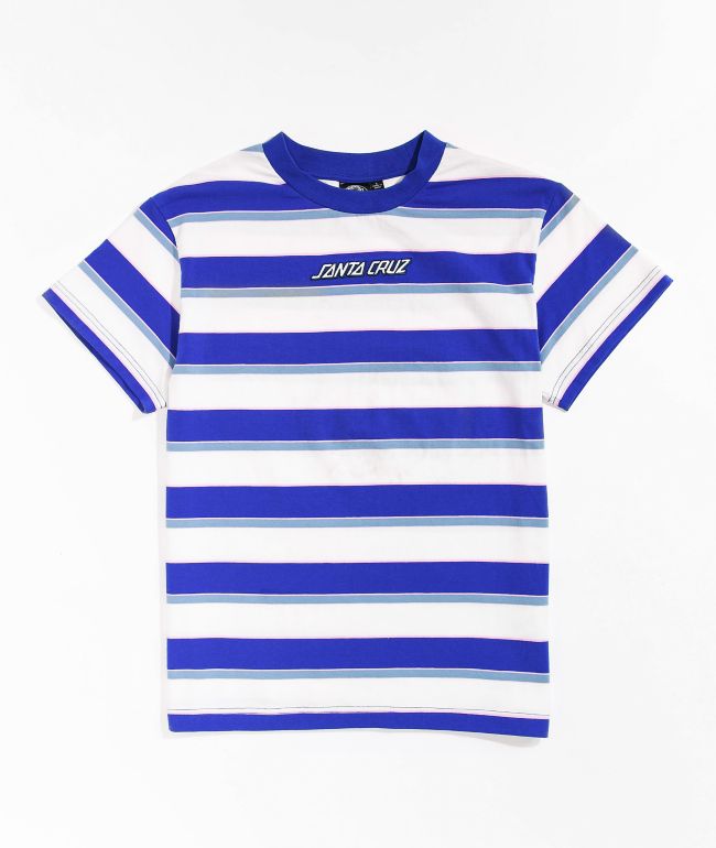 Santa Cruz Boys Knit Blue & White Stripe T-Shirt | Zumiez