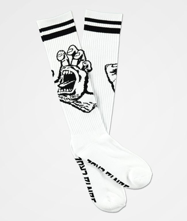 Santa Cruz Hand White Black Crew Socks Zumiez