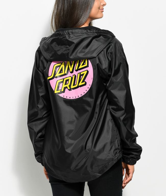 Santa Cruz Big Boys Dot Hooded Windbreaker Jackets,Small,Black//Blue